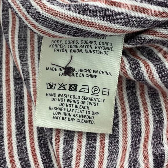 Maeve Anthropologie Adelaide Navy Red Striped Poplin Button Down Blouse Small - Picture 11 of 13